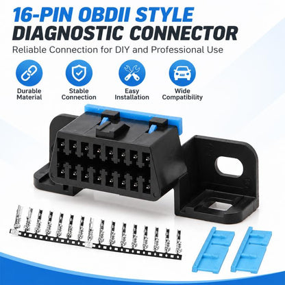 16 Pin OBD2 OBDII Female Connector, Kit with 16 Pin Terminals + Insert