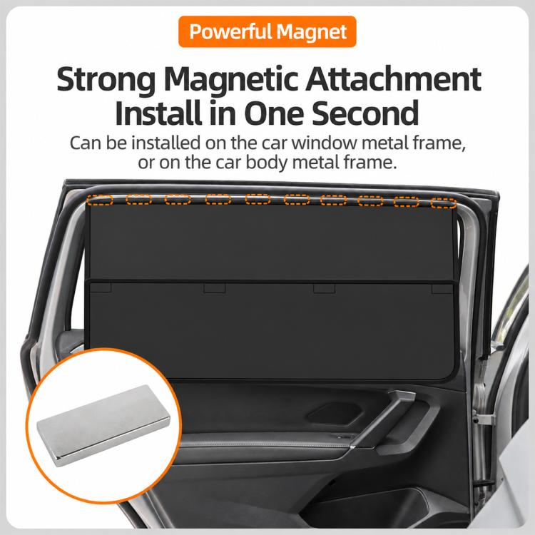 Car Privacy Curtain Window Shade Magnetic Blackout Heat-insulating Sunshade, Driver Side Window, Front Passenger Window, Rear Window, Front Window 1 Pair, Rear Window 1 Pair, 4 in 1 Set
