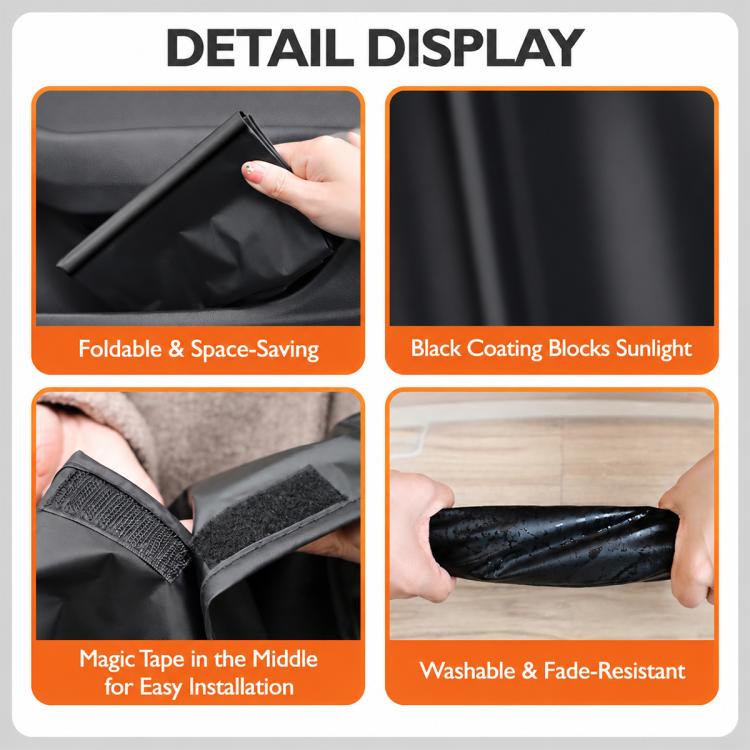 Car Privacy Curtain Window Shade Magnetic Blackout Heat-insulating Sunshade, Driver Side Window, Front Passenger Window, Rear Window, Front Window 1 Pair, Rear Window 1 Pair, 4 in 1 Set