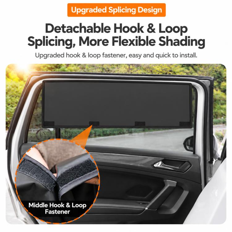 Car Privacy Curtain Window Shade Magnetic Blackout Heat-insulating Sunshade, Driver Side Window, Front Passenger Window, Rear Window, Front Window 1 Pair, Rear Window 1 Pair, 4 in 1 Set
