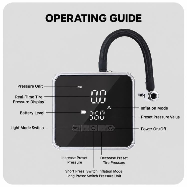 19mm Cylinder Multi-function Car Air Pump, 716 with DC Cable, 717 with 6000mAh, 718 with 6000mAh + DC Cable