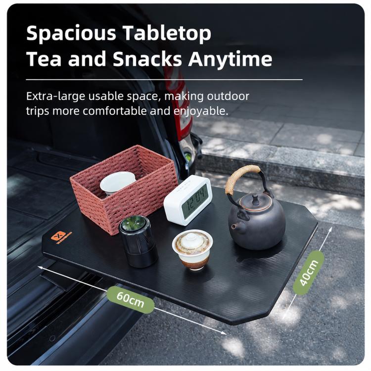 Car Trunk Table Board Portable Wooden Carbon Fiber Texture Folding Camping Table for Vehicle Tailgate, Outdoor Picnic and BBQ
