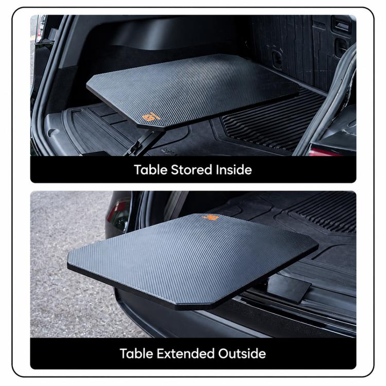 Car Trunk Table Board Portable Wooden Carbon Fiber Texture Folding Camping Table for Vehicle Tailgate, Outdoor Picnic and BBQ