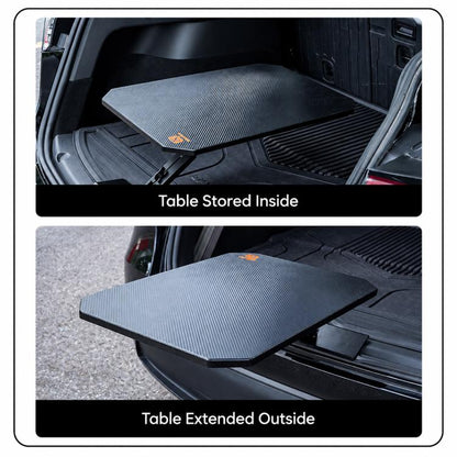 Car Trunk Table Board Portable Wooden Carbon Fiber Texture Folding Camping Table for Vehicle Tailgate, Outdoor Picnic and BBQ