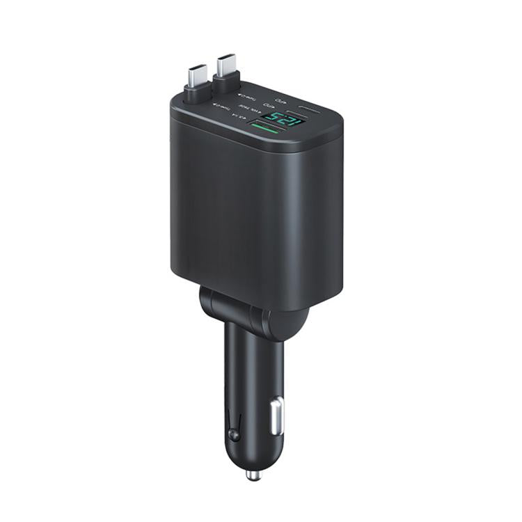 1 To 5 Car PD Fast Charging Charger with Retractable Cable, USB A + 2 x PD + Type-C + 8-Pin 80W, USB A + 2 x PD + 2 x Type-C 90W
