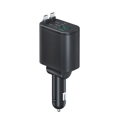 1 To 5 Car PD Fast Charging Charger with Retractable Cable, USB A + 2 x PD + Type-C + 8-Pin 80W, USB A + 2 x PD + 2 x Type-C 90W