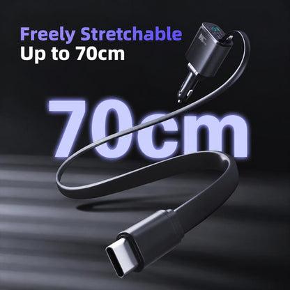 1 To 5 Car PD Fast Charging Charger with Retractable Cable, USB A + 2 x PD + Type-C + 8-Pin 80W, USB A + 2 x PD + 2 x Type-C 90W