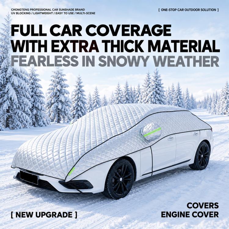 CT-XD990 Full Cover Car Snow Shield Windshield Cover with 6 Straps & PEVA Aluminized Film