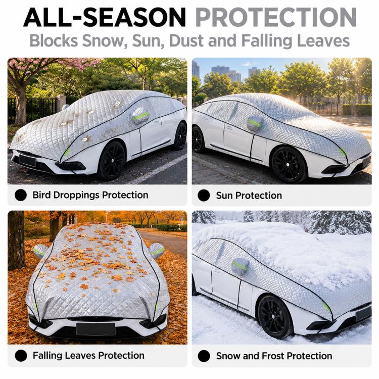 CT-XD990 Full Cover Car Snow Shield Windshield Cover with 6 Straps & PEVA Aluminized Film
