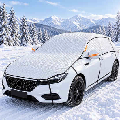 CT-XD985 PEVA Aluminized Film Full Cover Car Snow Shield Windshield Cover with 10 Straps