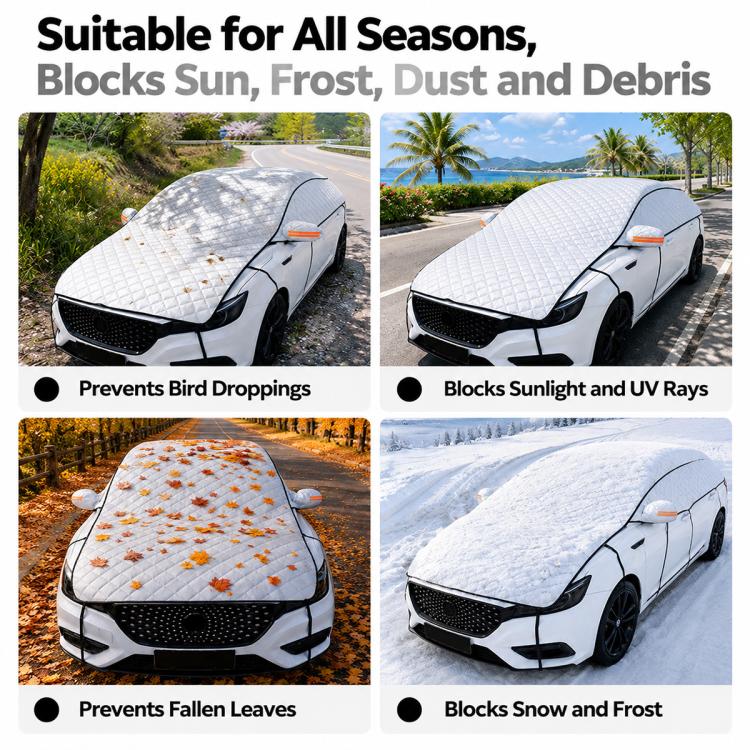 CT-XD985 PEVA Aluminized Film Full Cover Car Snow Shield Windshield Cover with 10 Straps