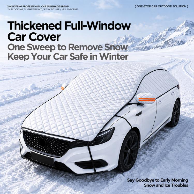 CT-XD985 PEVA Aluminized Film Full Cover Car Snow Shield Windshield Cover with 10 Straps