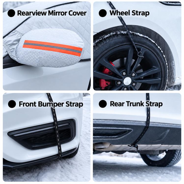 CT-XD985 PEVA Aluminized Film Full Cover Car Snow Shield Windshield Cover with 10 Straps
