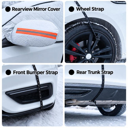 CT-XD985 PEVA Aluminized Film Full Cover Car Snow Shield Windshield Cover with 10 Straps