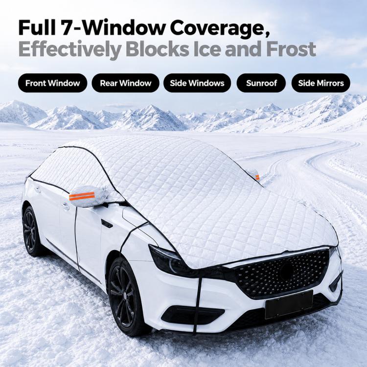 CT-XD985 PEVA Aluminized Film Full Cover Car Snow Shield Windshield Cover with 10 Straps