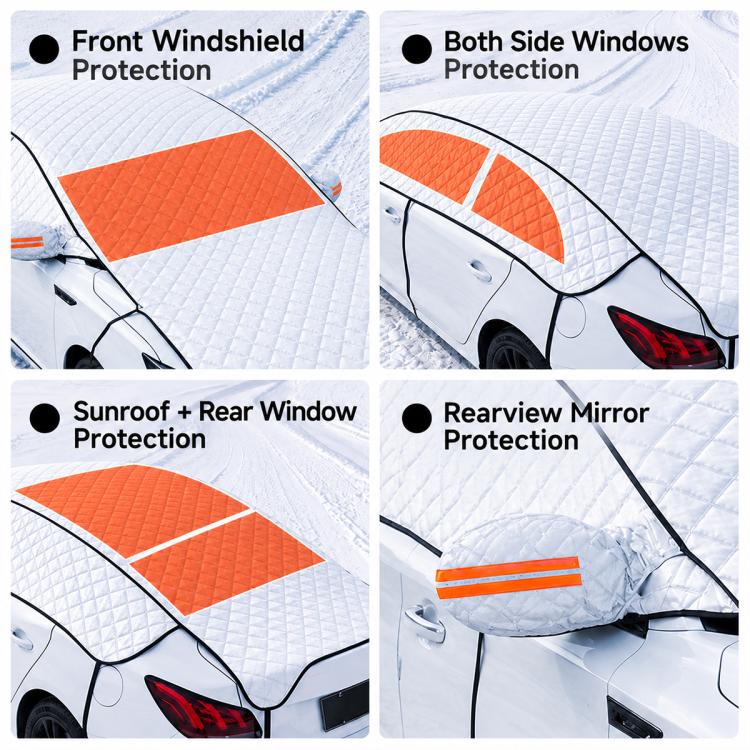 CT-XD985 PEVA Aluminized Film Full Cover Car Snow Shield Windshield Cover with 10 Straps