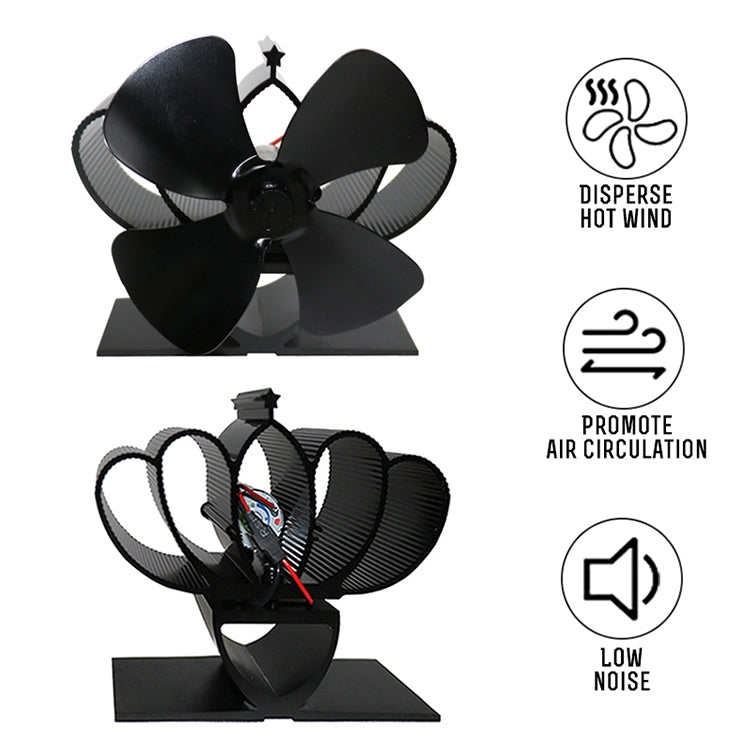 YL201 4-Blade High Temperature Metal Heat Powered Fireplace Stove Fan, YL201 (Bronze), YL201 (Grey), YL201 (Gold), YL201 (Rose Red), YL201 (Silver), YL201 (Black)