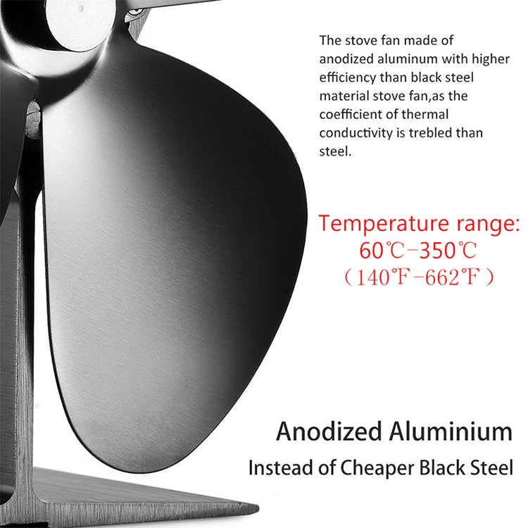 YL201 4-Blade High Temperature Metal Heat Powered Fireplace Stove Fan, YL201 (Bronze), YL201 (Grey), YL201 (Gold), YL201 (Rose Red), YL201 (Silver), YL201 (Black)