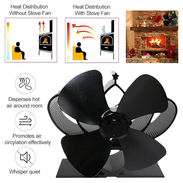 YL201 4-Blade High Temperature Metal Heat Powered Fireplace Stove Fan, YL201 (Bronze), YL201 (Grey), YL201 (Gold), YL201 (Rose Red), YL201 (Silver), YL201 (Black)