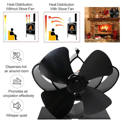 YL201 4-Blade High Temperature Metal Heat Powered Fireplace Stove Fan, YL201 (Bronze), YL201 (Grey), YL201 (Gold), YL201 (Rose Red), YL201 (Silver), YL201 (Black)