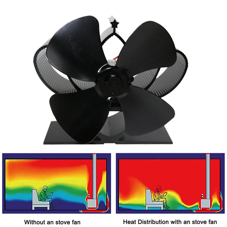 YL201 4-Blade High Temperature Metal Heat Powered Fireplace Stove Fan, YL201 (Bronze), YL201 (Grey), YL201 (Gold), YL201 (Rose Red), YL201 (Silver), YL201 (Black)