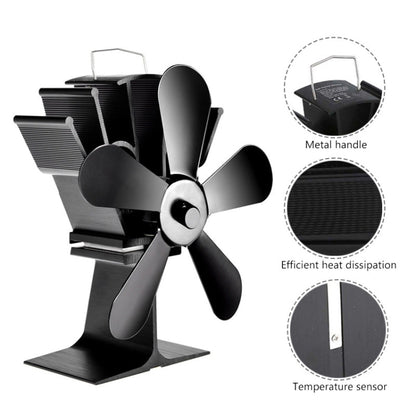 YL602 5-Blade High Temperature Metal Heat Powered Fireplace Stove Fan, YL602 (Rose Red), YL602 (Silver), YL602 (Black), YL602 (Bronze), YL602 (Grey), YL602 (Gold)