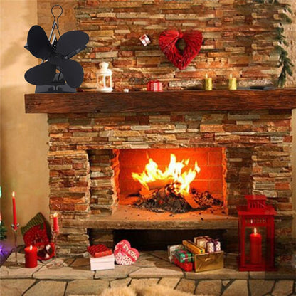 4-Blade Aluminum Heat Powered Fireplace Stove Fan