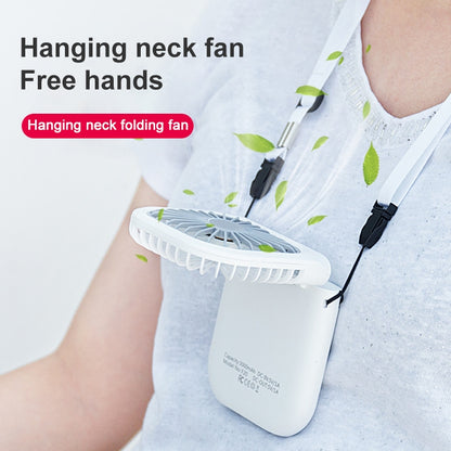 F20 Electroplating Handheld Fan Portable Desktop Folding Mute USB Hanging Neck Fan, F20 (White), F20 (Pink), F20 (Green), F20 (Blue)