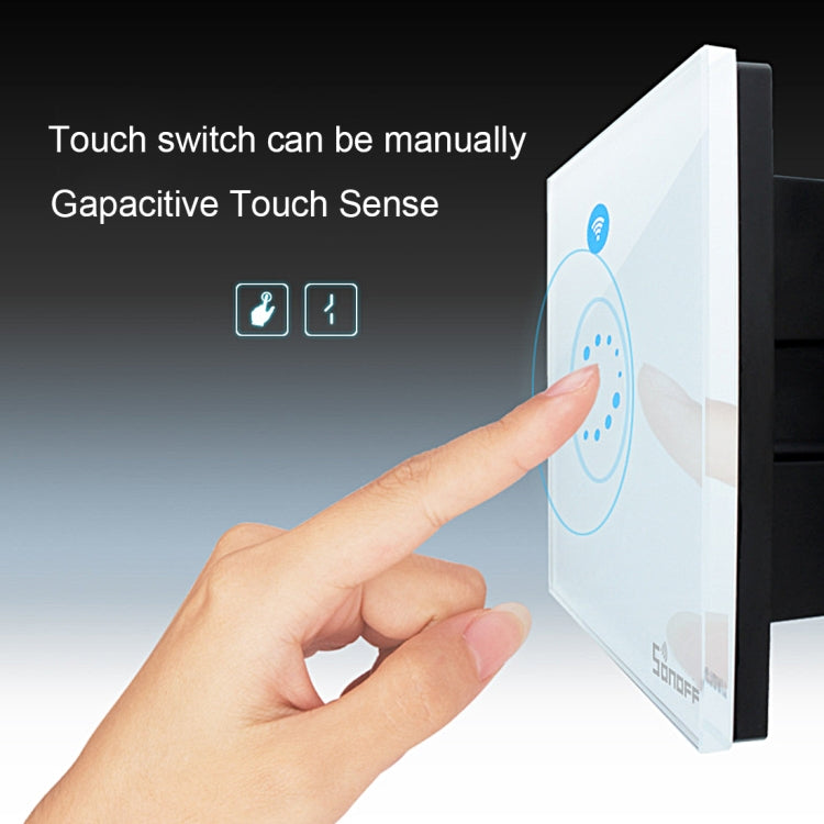 Sonoff  Touch 120mm 1 Gang Tempered Glass Panel Wall Switch Smart Home Light Touch Switch, Compatible with Alexa and Google Home, AC 90V-250V 400W 2A, 120mm