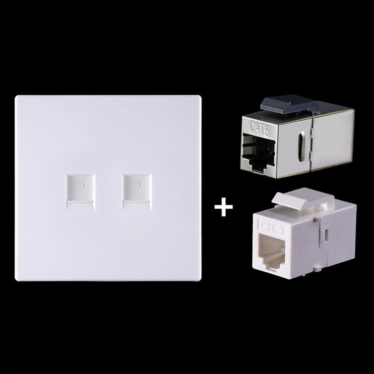 CAT.6 Shielded Pass-through Network Module, Dual Ports Panel + Shielded Pass-through + Telephone Socket, Dual Ports Panel+Shielded Pass-through+Telephone Socket