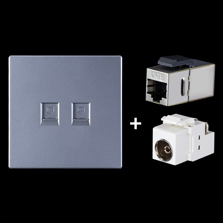 CAT.6 Shielded Pass-through Network Module, Dual Ports Panel + Shielded Pass-through + TV Socket, Dual Ports Panel+Shielded Pass-through+TV Socket