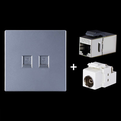 CAT.6 Shielded Pass-through Network Module, Dual Ports Panel + Shielded Pass-through + TV Socket, Dual Ports Panel+Shielded Pass-through+TV Socket