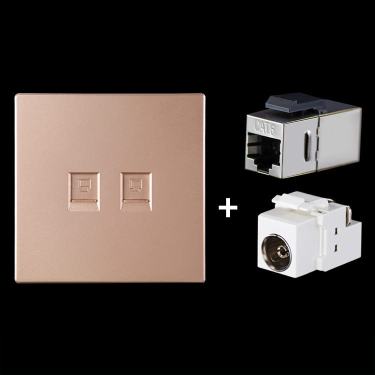 CAT.6 Shielded Pass-through Network Module, Dual Ports Panel + Shielded Pass-through + TV Socket, Dual Ports Panel+Shielded Pass-through+TV Socket