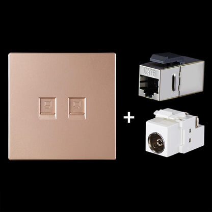 CAT.6 Shielded Pass-through Network Module, Dual Ports Panel + Shielded Pass-through + TV Socket, Dual Ports Panel+Shielded Pass-through+TV Socket