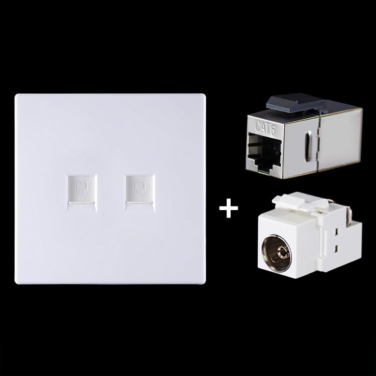 CAT.6 Shielded Pass-through Network Module, Dual Ports Panel + Shielded Pass-through + TV Socket, Dual Ports Panel+Shielded Pass-through+TV Socket