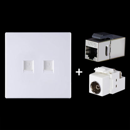 CAT.6 Shielded Pass-through Network Module, Dual Ports Panel + Shielded Pass-through + TV Socket, Dual Ports Panel+Shielded Pass-through+TV Socket