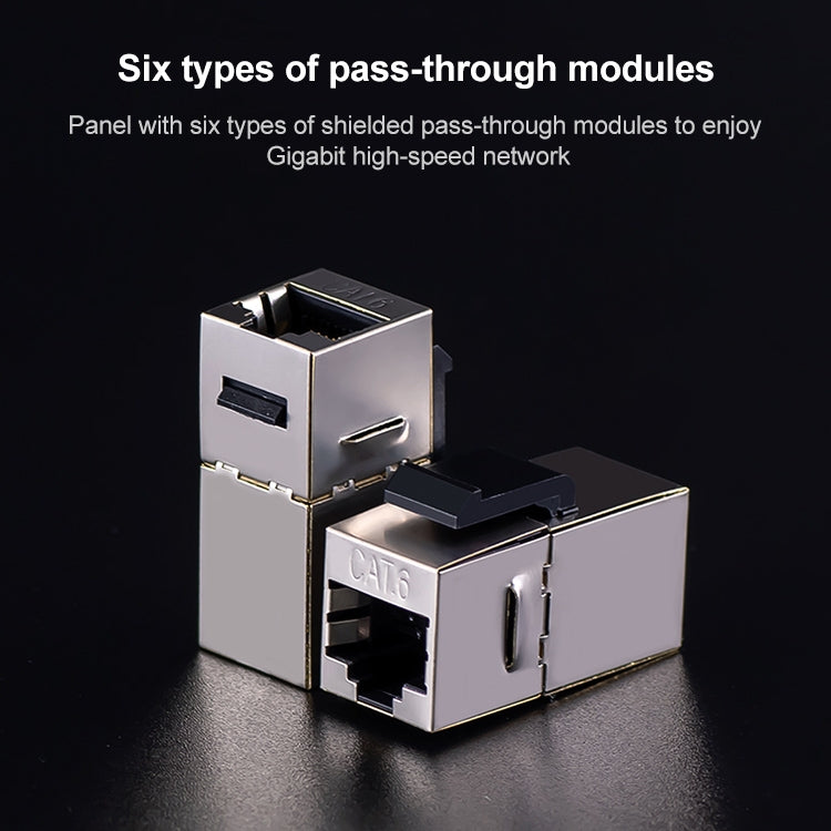 CAT.6 Shielded Pass-through Network Module, Dual Ports Panel + Shielded Pass-through, Dual Ports Panel+Shielded Pass-through