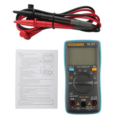 ZOYI ZT101 600V CAT III / 1000V CAT II 6000 Counts Portable Digital Multimeter AC / DC Current Voltage Tester Meter with Back-light LCD Screen & Holder, ZT101