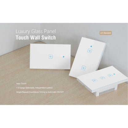 WS-US-01 EWeLink APP & Touch Control 2A 1 Gang Tempered Glass Panel Smart Wall Switch, AC 90V-250V, US Plug, 1 Gang