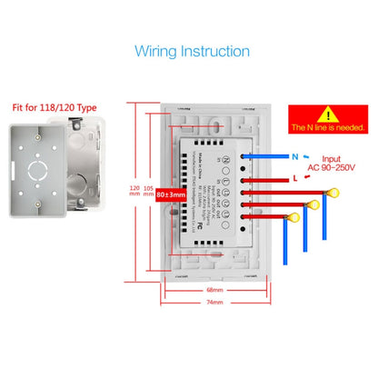 WS-US-01 EWeLink APP & Touch Control 2A 1 Gang Tempered Glass Panel Smart Wall Switch, AC 90V-250V, US Plug, 1 Gang