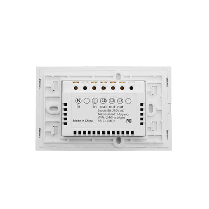 WS-US-02 EWeLink APP & Touch Control 2A 2 Gangs Tempered Glass Panel Smart Wall Switch, AC 90V-250V, US Plug, 2 Gangs