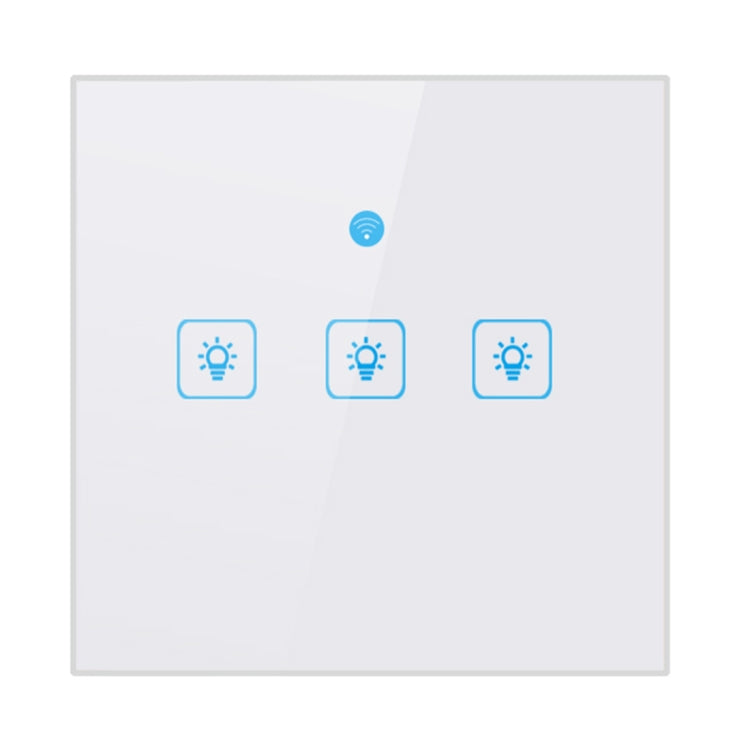 WS-UK-03 EWeLink APP & Touch Control 2A 3 Gangs Tempered Glass Panel Smart Wall Switch, AC 90V-250V, UK Plug, 3 Gangs