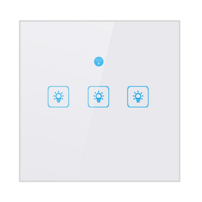 WS-UK-03 EWeLink APP & Touch Control 2A 3 Gangs Tempered Glass Panel Smart Wall Switch, AC 90V-250V, UK Plug, 3 Gangs
