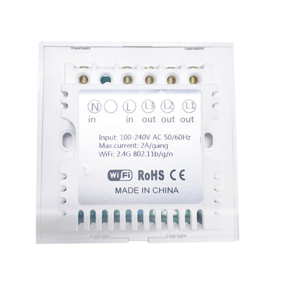WS-UK-03 EWeLink APP & Touch Control 2A 3 Gangs Tempered Glass Panel Smart Wall Switch, AC 90V-250V, UK Plug, 3 Gangs