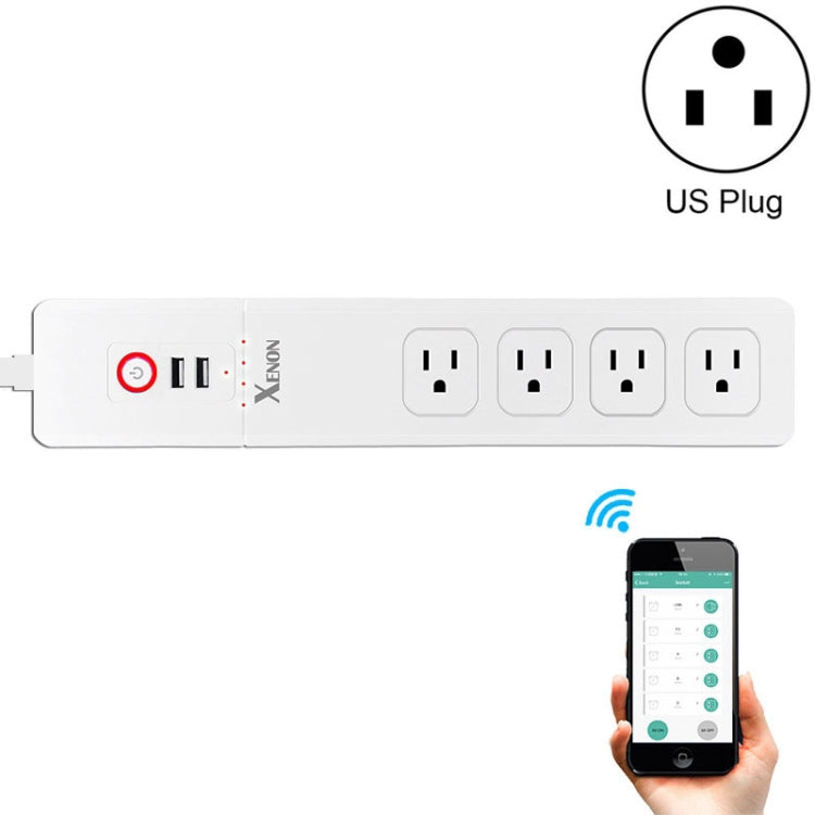 2 x USB Ports + 4 x US Plug Jack WiFi Remote Control Smart Power Socket Works with Alexa & Google Home, Cable Length: 1.5m, AC 110-240V, US Plug, 4xUSB + 3xUS Plug(US Plug)