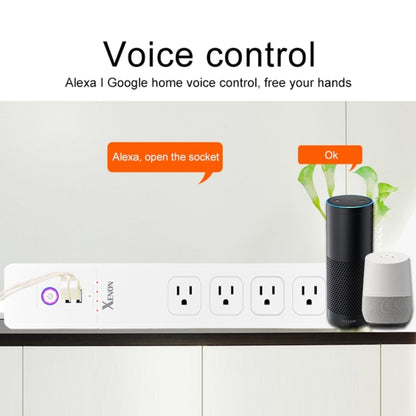 2 x USB Ports + 4 x US Plug Jack WiFi Remote Control Smart Power Socket Works with Alexa & Google Home, Cable Length: 1.5m, AC 110-240V, US Plug, 4xUSB + 3xUS Plug(US Plug)