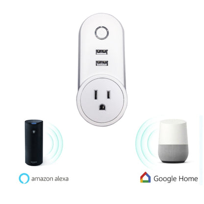 SA-002 2 USB Ports + 1 EU Socket WiFi Smart Power Plug Socket, Compatible with Alexa and Google Home, AC 110V-230V, US Plug, UK Plug