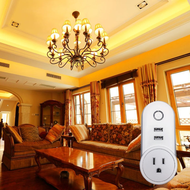 SA-002 2 USB Ports + 1 EU Socket WiFi Smart Power Plug Socket, Compatible with Alexa and Google Home, AC 110V-230V, US Plug, UK Plug