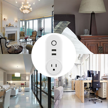 SA-002 2 USB Ports + 1 EU Socket WiFi Smart Power Plug Socket, Compatible with Alexa and Google Home, AC 110V-230V, US Plug, UK Plug