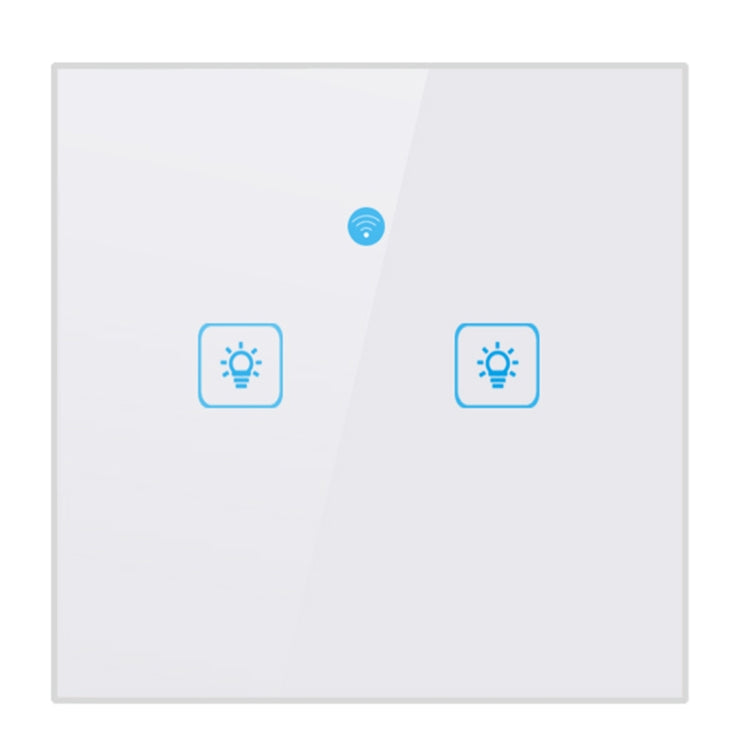 WS-EU-02 EWeLink APP & Touch Control 2A 2 Gangs Tempered Glass Panel Smart Wall Switch, AC 90V-250V, EU Plug, 2 Gangs